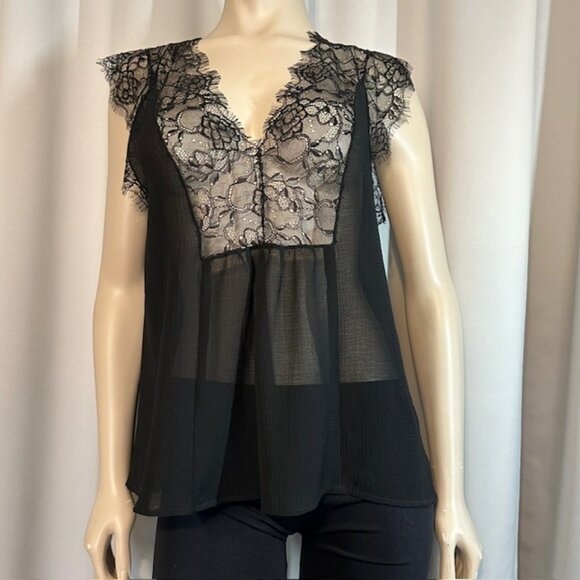 Lovestitch Black Lace See Through Blouse – Size S - Picture 1 of 6